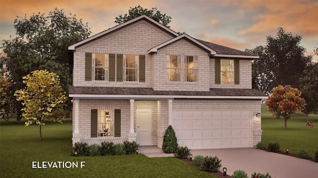 5148 Magnolia Springs Dr, Pearland, TX 77584 - view of front of home with driveway, a front lawn, a garage, and a shingled roof