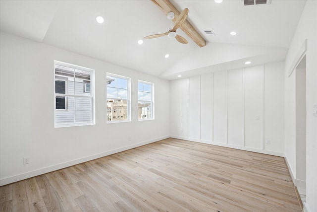 2221 Bevis St, Houston, TX 77008 - empty room with light wood finished floors, recessed lighting, and a ceiling fan