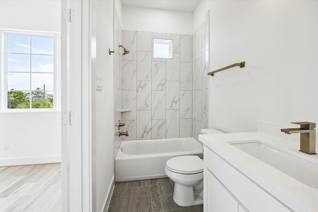 2221 Bevis St, Houston, TX 77008 - full bathroom featuring shower / washtub combination, vanity, and wood finished floors
