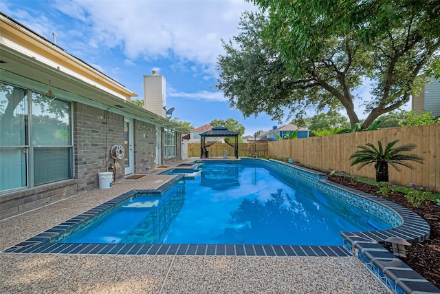 4001 Spring Garden Dr, Pearland, TX 77584 - view of swimming pool featuring a gazebo and a fenced backyard
