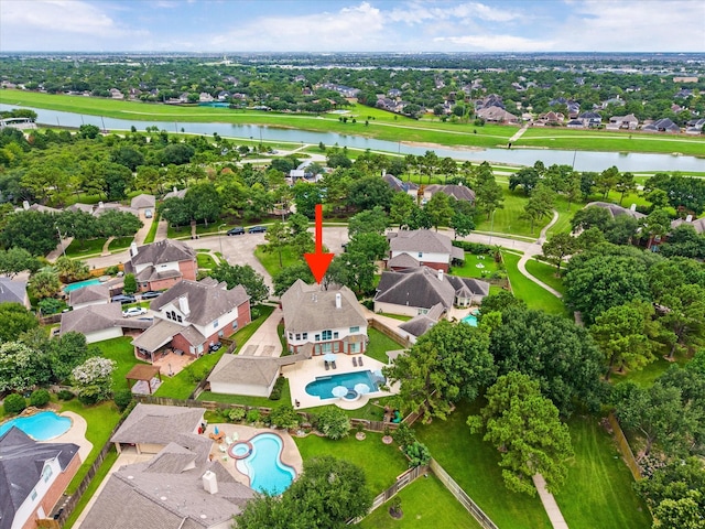 5602 Bergenfield Ct, Katy, TX 77450 - aerial perspective of suburban area with a large body of water