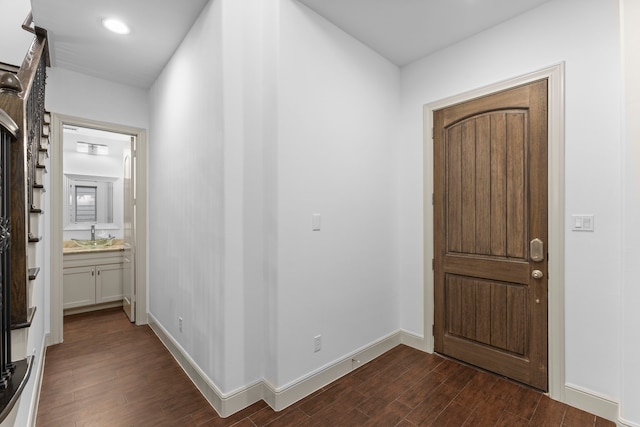 10 Jarvis Row Cir, The Woodlands, TX 77380 - foyer entrance with dark wood finished floors