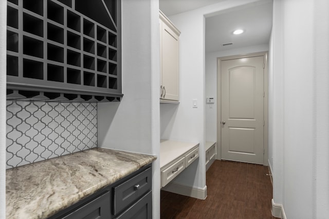 10 Jarvis Row Cir, The Woodlands, TX 77380 - mudroom featuring dark wood-type flooring and recessed lighting