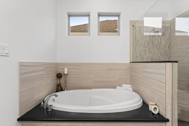 10 Jarvis Row Cir, The Woodlands, TX 77380 - bathroom featuring a garden tub and tiled shower