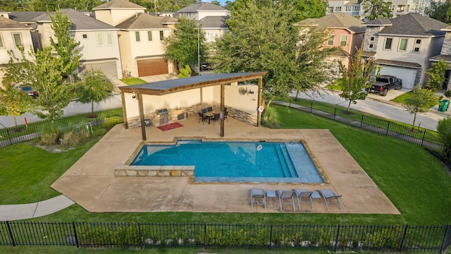 10 Jarvis Row Cir, The Woodlands, TX 77380 - view of pool with a residential view, a patio area, and a fenced backyard