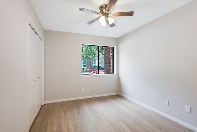 3802 Knollcrest Dr, Montgomery, TX 77356 - unfurnished bedroom with light wood-style flooring, a closet, and ceiling fan