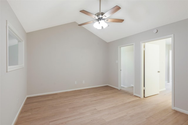 3802 Knollcrest Dr, Montgomery, TX 77356 - spare room with ceiling fan, light wood-style flooring, a smoke detector, and lofted ceiling