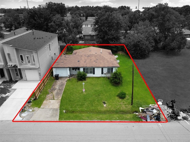 3521 Mount Pleasant St, Houston, TX 77021 - view from above of property featuring property parcel outlined