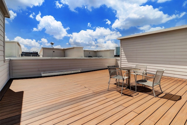 1820 Prospect St, Houston, TX 77004 - wooden deck with a baseboard radiator and outdoor dining space