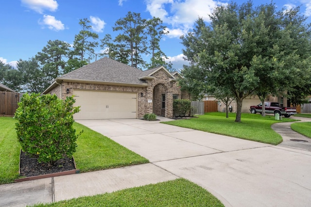 6619 Crystal Forest Trl, Katy, TX 77493 - view of front of house featuring brick siding, a garage, roof with shingles, and driveway