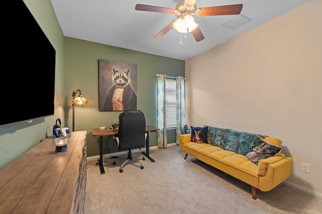 6619 Crystal Forest Trl, Katy, TX 77493 - carpeted office with baseboards and a ceiling fan