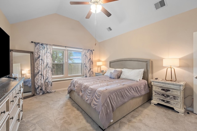 6619 Crystal Forest Trl, Katy, TX 77493 - bedroom featuring light carpet, a ceiling fan, and high vaulted ceiling