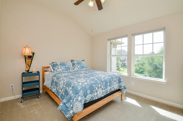 25718 Creek Ledge Dr, Katy, TX 77494 - carpeted bedroom featuring lofted ceiling and ceiling fan