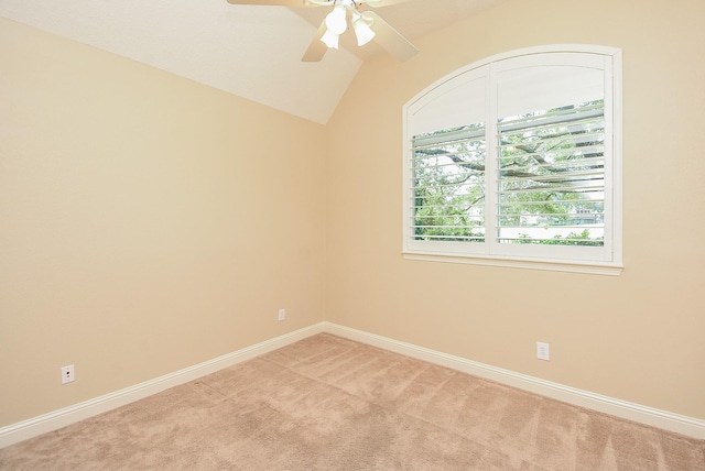 9610 Oakland Lake Way, Missouri City, TX 77459 - unfurnished room featuring light carpet, ceiling fan, and lofted ceiling