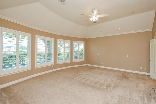 9610 Oakland Lake Way, Missouri City, TX 77459 - empty room with light carpet, ceiling fan, and ornamental molding