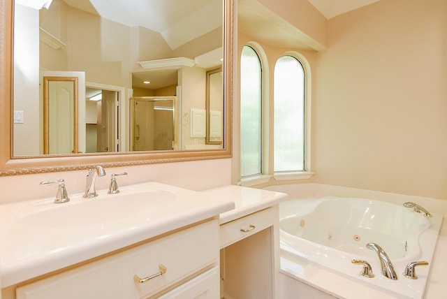 9610 Oakland Lake Way, Missouri City, TX 77459 - bathroom with healthy amount of natural light, vanity, and a stall shower