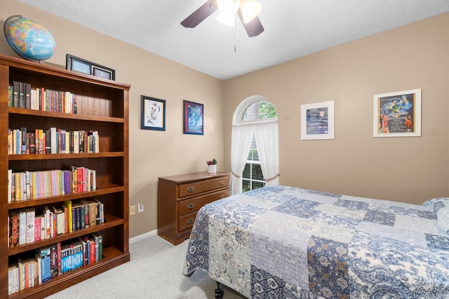 27225 Orth Ln, Conroe, TX 77385 - bedroom with light colored carpet and a ceiling fan