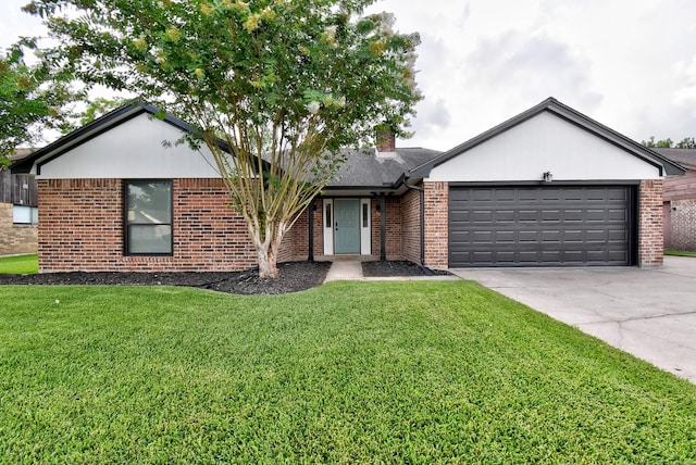 510 Daffodil St, Lake Jackson, TX 77566 - ranch-style house featuring brick siding, an attached garage, a front yard, and concrete driveway