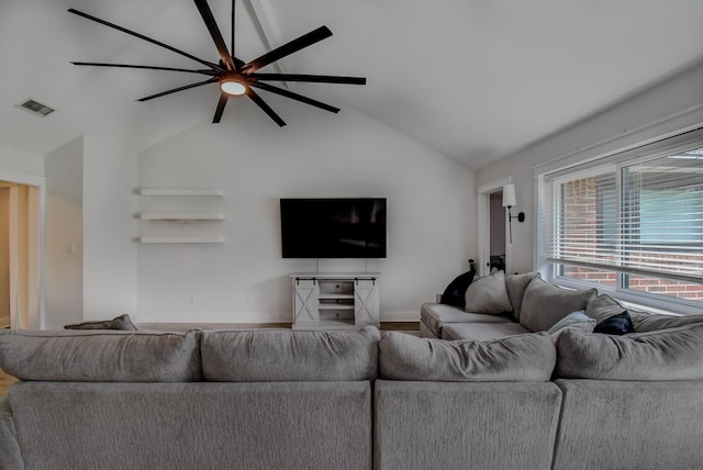 510 Daffodil St, Lake Jackson, TX 77566 - living area with lofted ceiling, ceiling fan, and wood finished floors