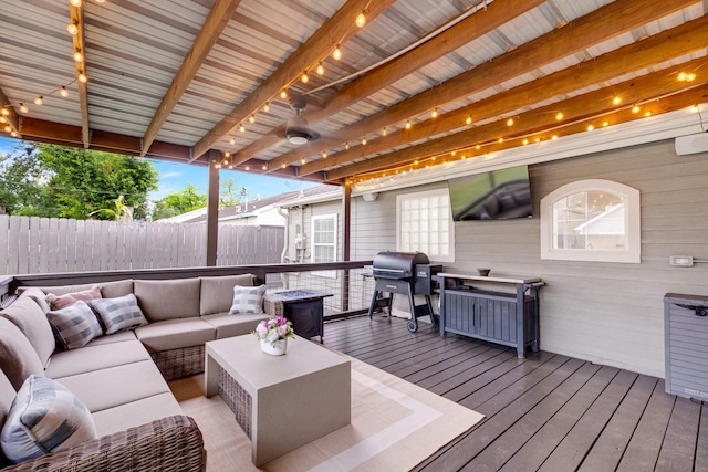 1838 Saxon Dr, Houston, TX 77018 - deck featuring a grill and an outdoor hangout area