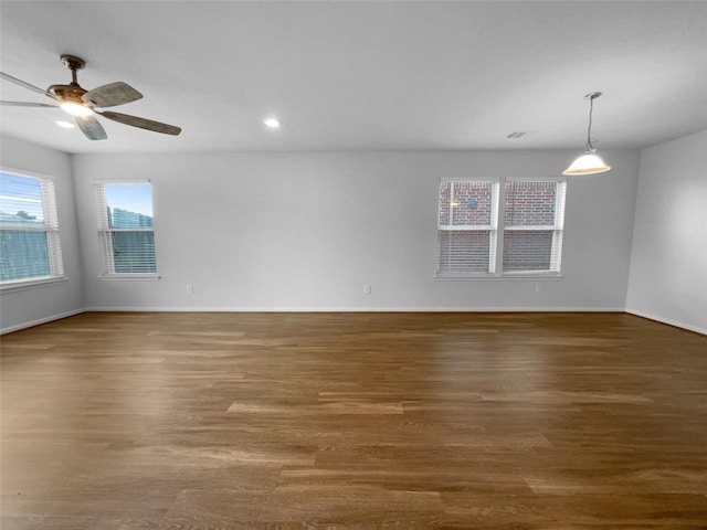 25621 Ramsey Heights Way, Porter, TX 77365 - unfurnished room with wood finished floors, a ceiling fan, and recessed lighting