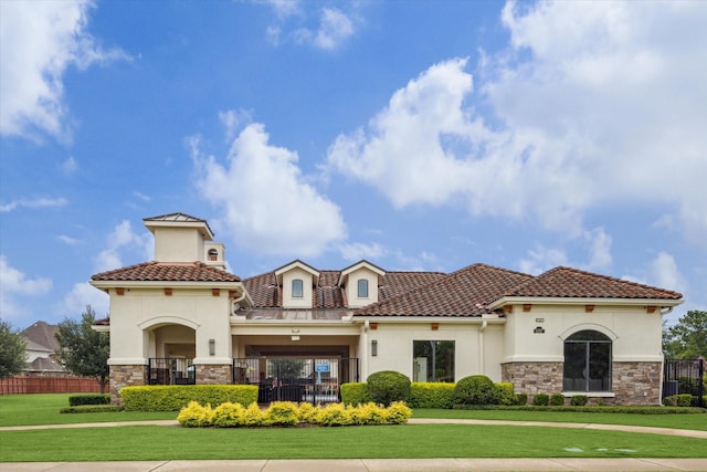 13205 Dartmoor Terrace Dr, Houston, TX 77077 - view of front of property with stucco siding, stone siding, and a tile roof