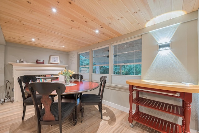 6170 Beech Dr, Montgomery, TX 77316 - dining space with wooden ceiling, recessed lighting, and wood finished floors