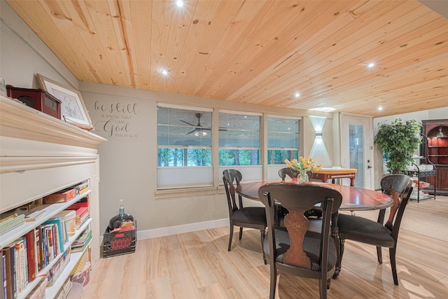 6170 Beech Dr, Montgomery, TX 77316 - dining space with wood ceiling, light wood-style flooring, and recessed lighting
