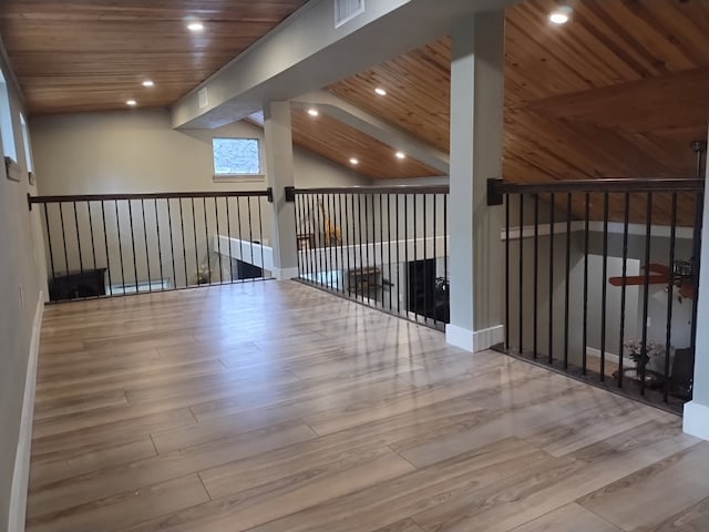 6170 Beech Dr, Montgomery, TX 77316 - bonus room with wood ceiling, wood finished floors, ceiling fan, recessed lighting, and lofted ceiling