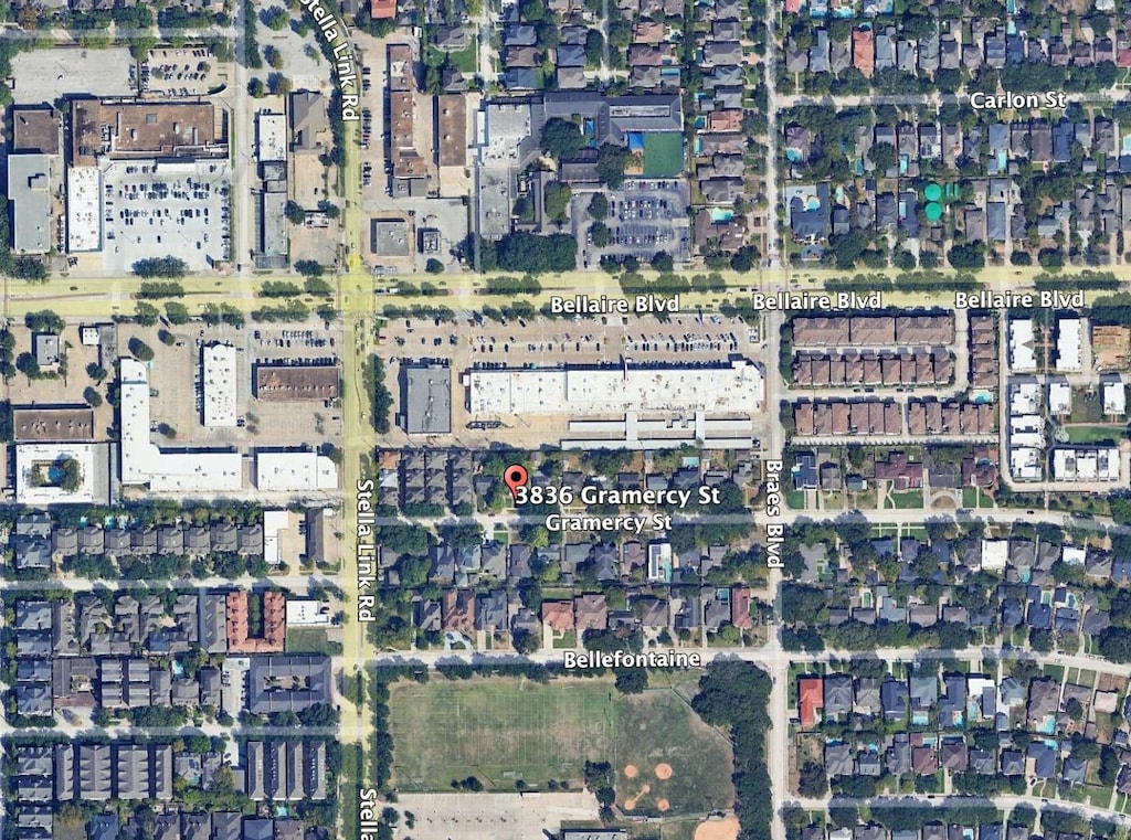3836 Gramercy St, Houston, TX 77025 - aerial overview of property's location