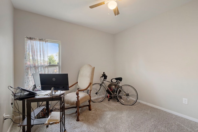 7921 Sparta St, Houston, TX 77028 - carpeted office space featuring baseboards and a ceiling fan