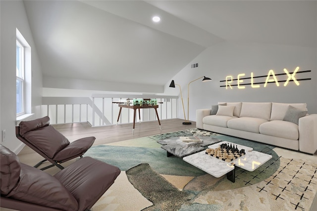1503 Bamwick Dr, Houston, TX 77090 - living room with lofted ceiling and wood finished floors