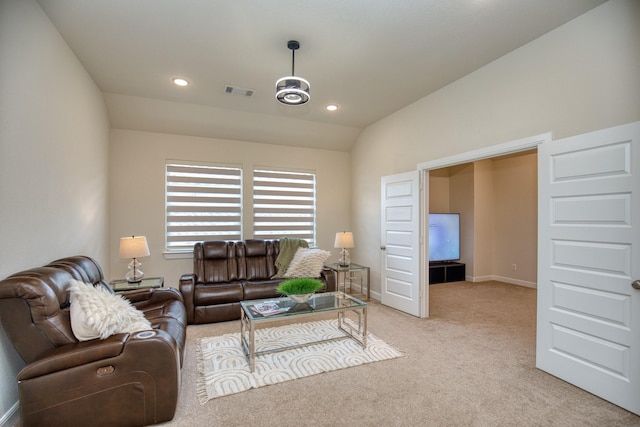 5506 Bellingen River Ln, Sugar Land, TX 77479 - carpeted living room featuring recessed lighting and vaulted ceiling
