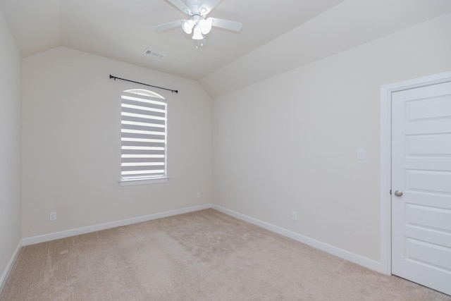5506 Bellingen River Ln, Sugar Land, TX 77479 - spare room with lofted ceiling, light colored carpet, and ceiling fan