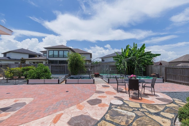 5506 Bellingen River Ln, Sugar Land, TX 77479 - fenced backyard with a patio and a garden