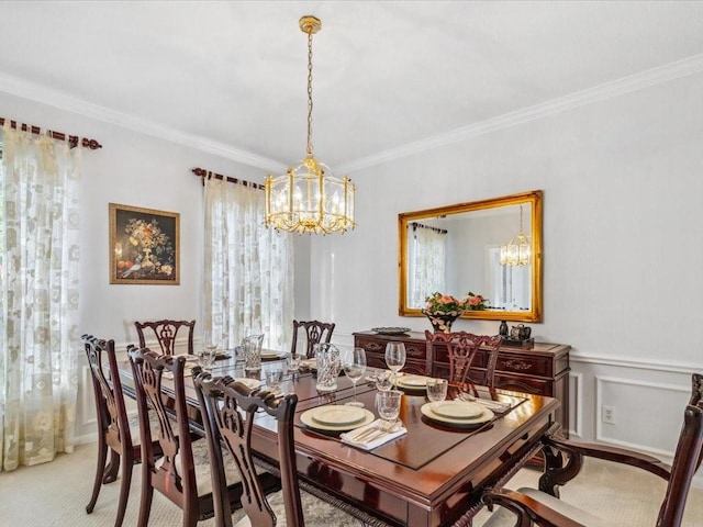 4614 Jamaica Dr, Sugar Land, TX 77479 - dining area featuring a chandelier, carpet flooring, and crown molding