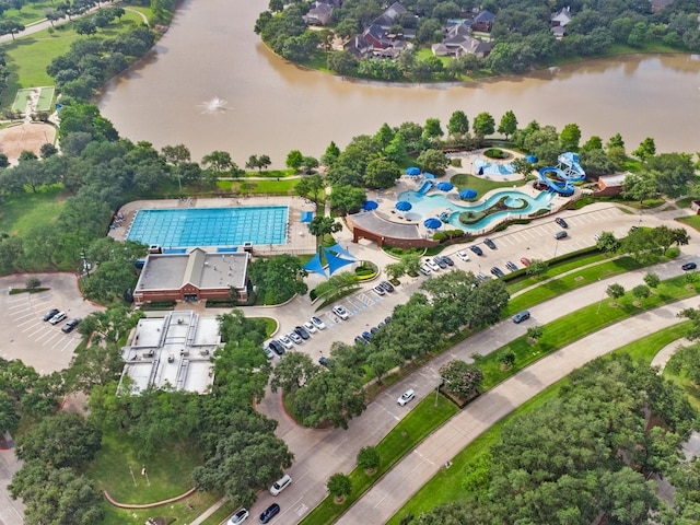 4614 Jamaica Dr, Sugar Land, TX 77479 - aerial view of property's location featuring a nearby body of water and a pool