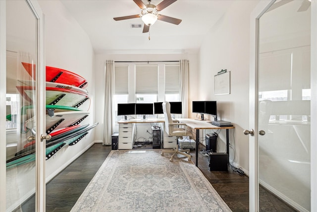 32311 Noble Creek Dr, Conroe, TX 77385 - home office with wood finished floors and ceiling fan