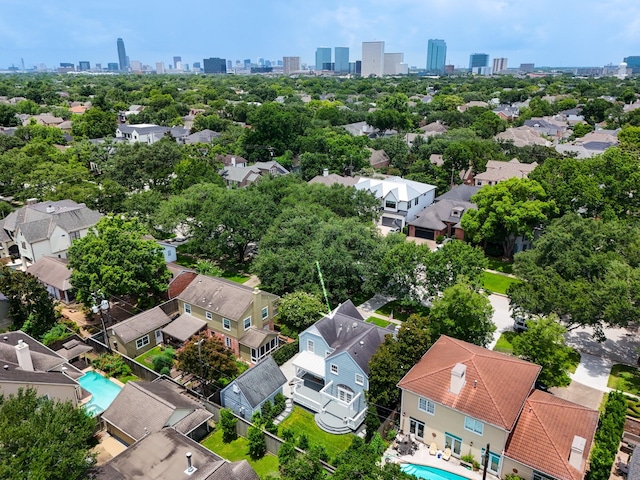 2717 University Blvd, Houston, TX 77005 - aerial perspective of suburban area featuring skyline and a pool
