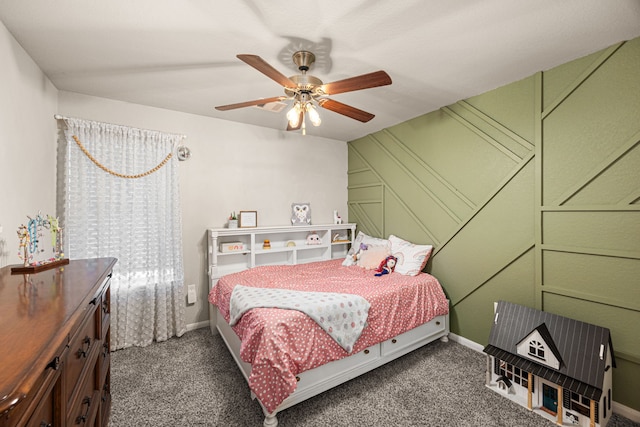 15003 Moonlight Mist Dr, Humble, TX 77346 - bedroom with dark carpet and a ceiling fan