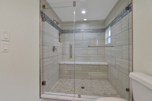 519 N Shady Ln, La Porte, TX 77571 - bathroom with toilet and a shower stall