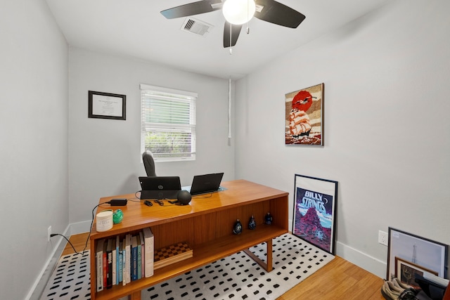 7539 Santa Fe Dr, Houston, TX 77061 - office with ceiling fan and wood finished floors