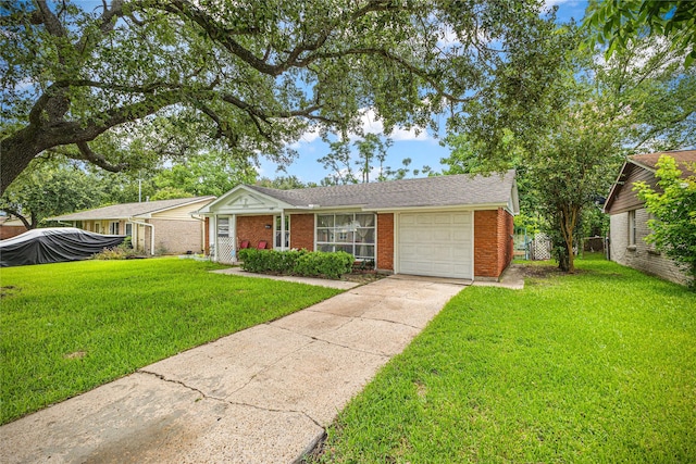 10434 Hinds St, Houston, TX 77034 - ranch-style home with an attached garage, concrete driveway, and brick siding