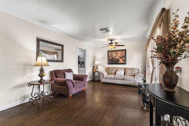 10434 Hinds St, Houston, TX 77034 - living room with dark wood-type flooring and a ceiling fan
