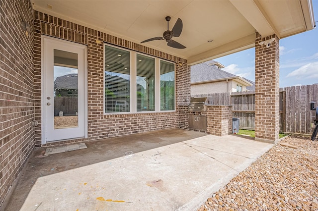 4107 Rainflower Ct, Fulshear, TX 77441 - view of patio / terrace featuring exterior kitchen and ceiling fan