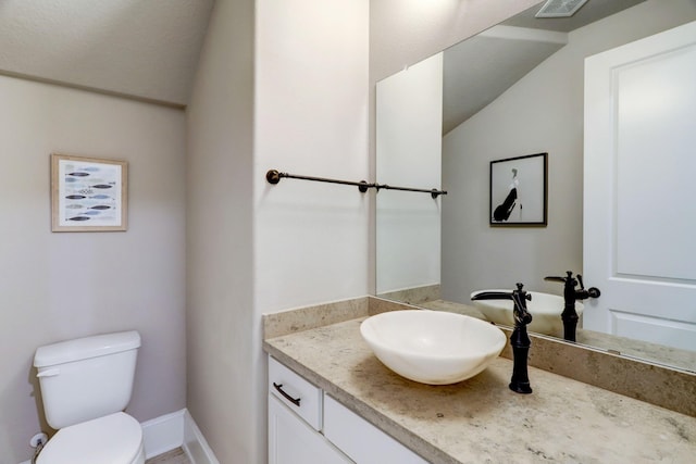 19222 Bullard Creek Dr, Cypress, TX 77433 - bathroom with vanity and lofted ceiling