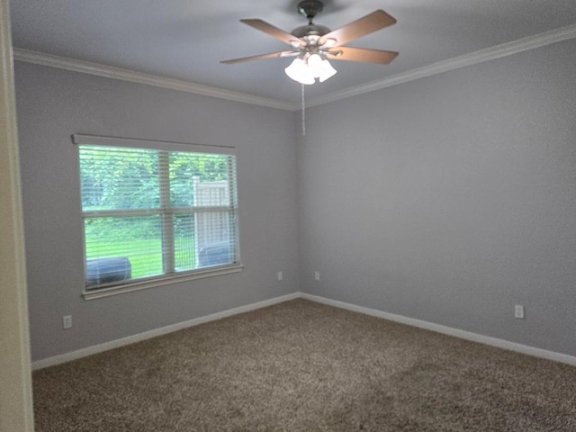 176 Capetown, Conroe, TX 77356 - carpeted spare room with crown molding and a ceiling fan