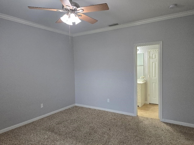 176 Capetown, Conroe, TX 77356 - spare room with a ceiling fan, light carpet, crown molding, and a smoke detector