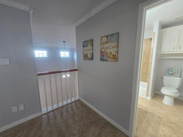 176 Capetown, Conroe, TX 77356 - hall featuring crown molding and tile patterned floors