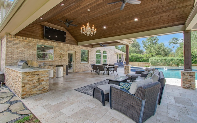 2512 Eagle Post Dr, Conroe, TX 77304 - view of patio with ceiling fan, area for grilling, and outdoor dining area